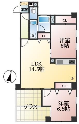 神戸市東灘区田中町 中古マンション間取画像