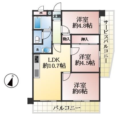 神戸市東灘区深江南町 中古マンション間取画像