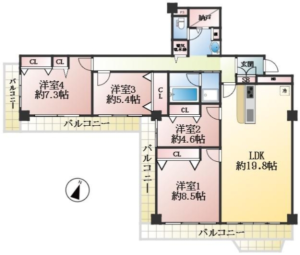 神戸市中央区港島中町 中古マンション間取画像