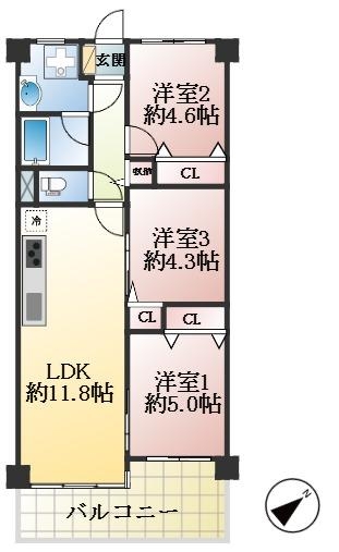 神戸市東灘区深江浜町 中古マンション間取画像