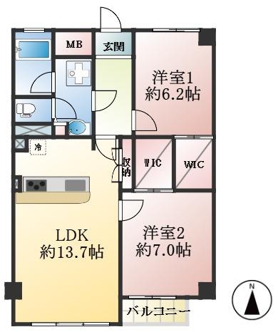 西宮市神垣町 中古マンション間取画像