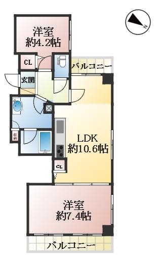 神戸市中央区橘通 中古マンション間取画像