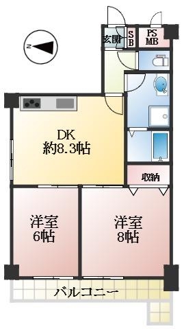 神戸市東灘区魚崎北町 中古マンション間取画像