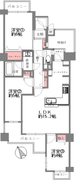 神戸市東灘区住吉本町 中古マンション間取画像