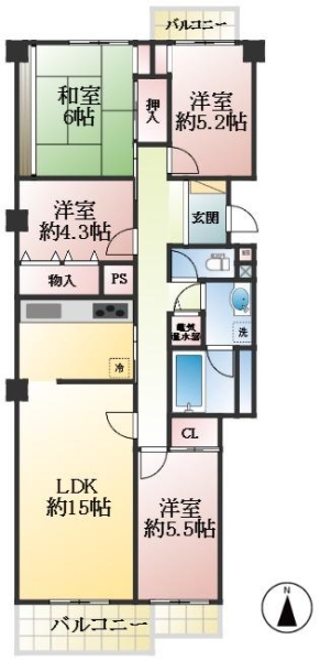 神戸市東灘区御影山手 中古マンション間取画像