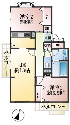 神戸市東灘区森南町 中古マンション間取画像
