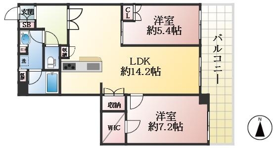 神戸市東灘区本山南町 中古マンション間取画像