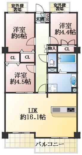 神戸市東灘区西岡本 中古マンション間取画像