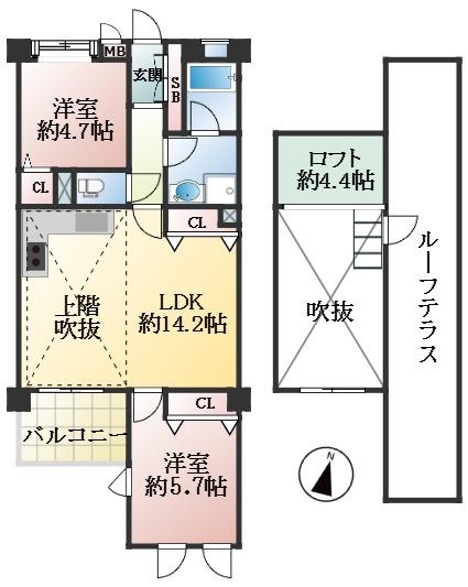神戸市灘区篠原中町 中古マンション間取画像