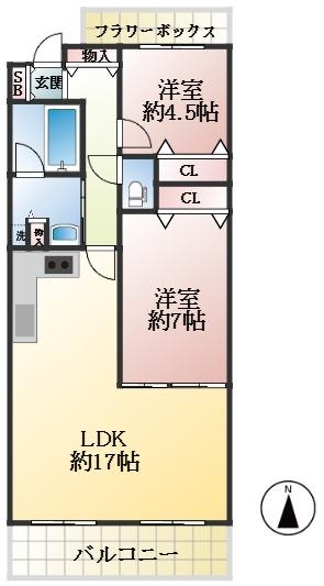 神戸市東灘区本山南町 中古マンション間取画像