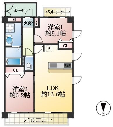 神戸市中央区花隈町 中古マンション間取画像