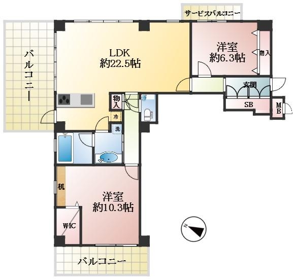 神戸市中央区山本通 中古マンション間取画像