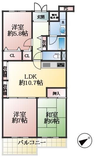 西宮市古川町 中古マンション間取画像