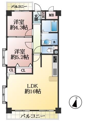 神戸市中央区二宮町 中古マンション間取画像