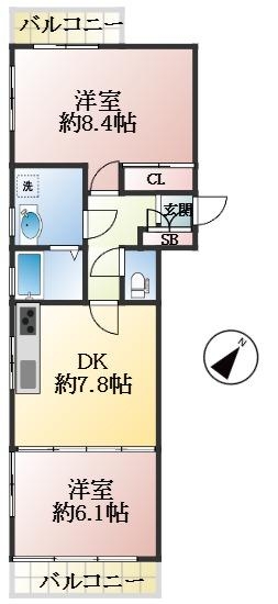 神戸市東灘区森北町 中古マンション間取画像