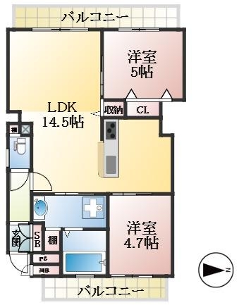 神戸市東灘区本庄町 中古マンション間取画像