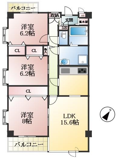 神戸市中央区山本通 中古マンション間取画像