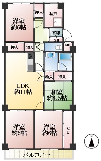 神戸市中央区葺合町 中古マンション間取画像