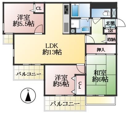 神戸市東灘区魚崎南町 中古マンション間取画像