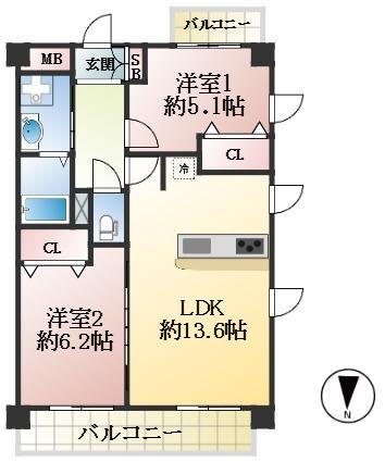神戸市中央区花隈町 中古マンション間取画像