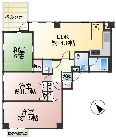 神戸市中央区下山手通 中古マンション間取画像
