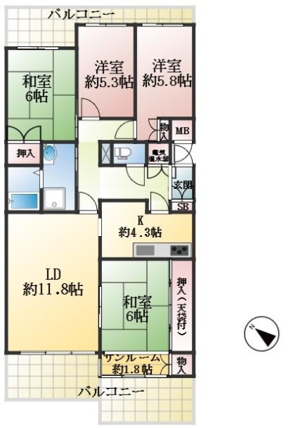 神戸市中央区港島中町 中古マンション間取画像