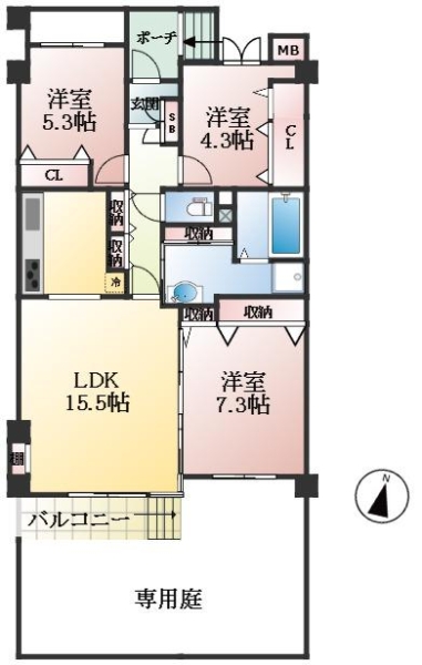 神戸市灘区土山町 中古マンション間取画像