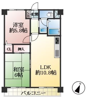 神戸市東灘区本山南町 中古マンション間取画像