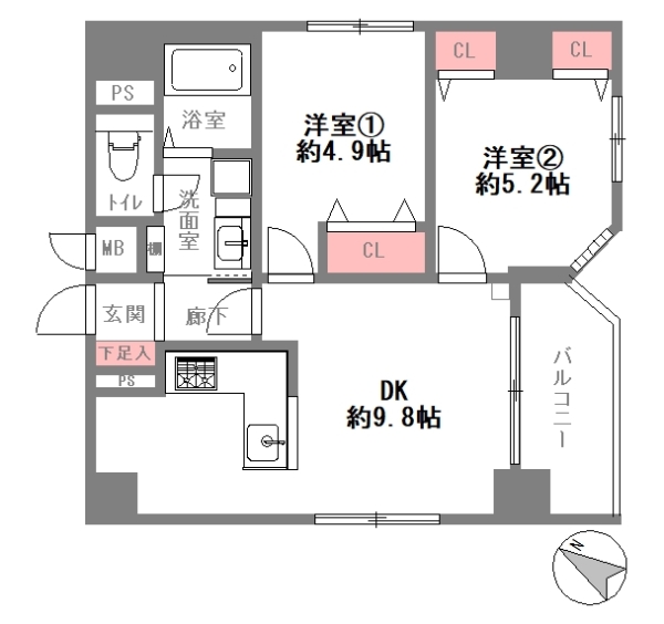 神戸市中央区元町通 中古マンション間取画像