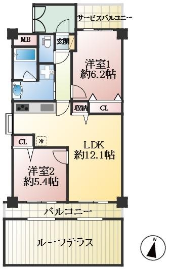 神戸市東灘区深江本町 中古マンション間取画像