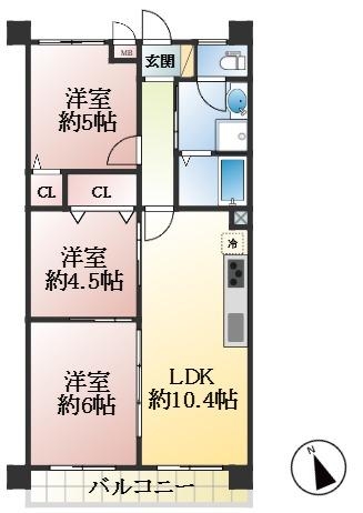 神戸市東灘区御影石町 中古マンション間取画像