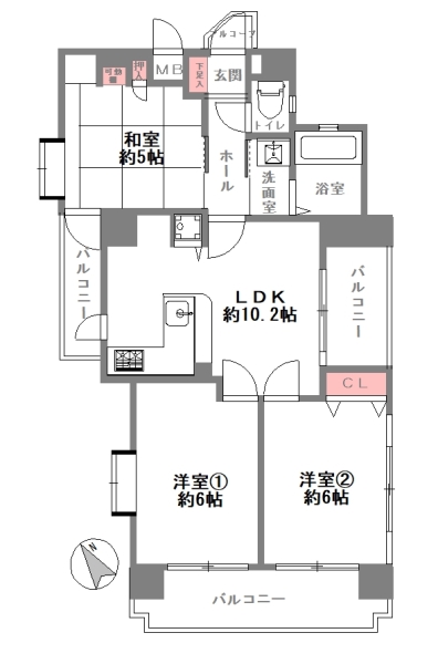 サンビルダー北野壱番館|(神戸市中央区加納町)の中古マンション間取画像
