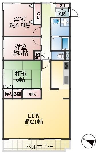 神戸市東灘区田中町 中古マンション間取画像