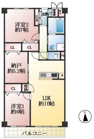 西宮市甲子園七番町 中古マンション間取画像
