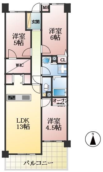 神戸市灘区城内通 中古マンション間取画像