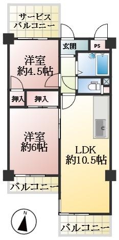 神戸市東灘区青木 中古マンション間取画像