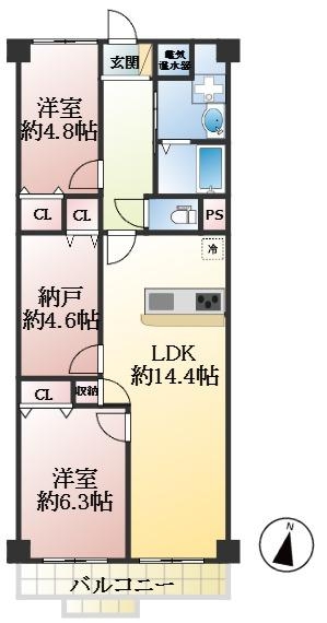 神戸市東灘区魚崎南町 中古マンション間取画像