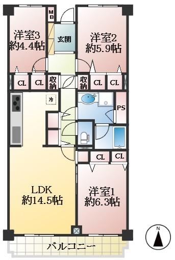 神戸市東灘区本庄町 中古マンション間取画像