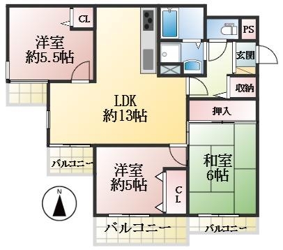 神戸市東灘区魚崎南町 中古マンション間取画像