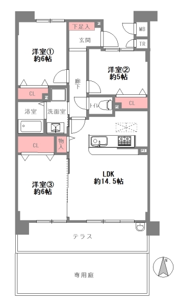 ディアステージ西宮ブライタス|(西宮市津門大塚町)の中古マンション間取画像
