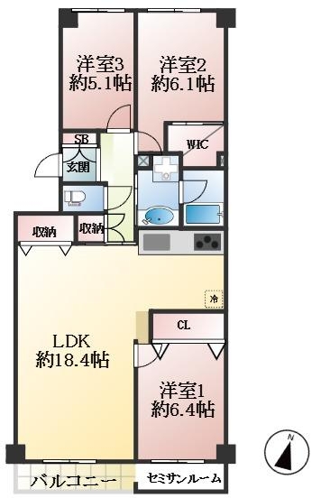 神戸市中央区港島中町 中古マンション間取画像
