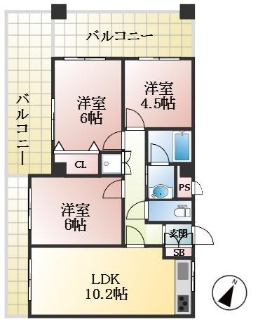 神戸市東灘区青木 中古マンション間取画像
