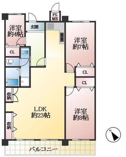 西宮市高須町 中古マンション間取画像