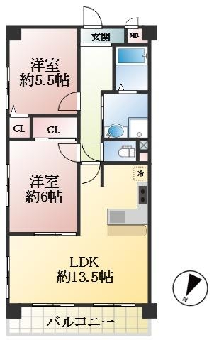 神戸市中央区御幸通 中古マンション間取画像