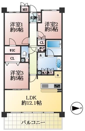 西宮市神祇官町 中古マンション間取画像