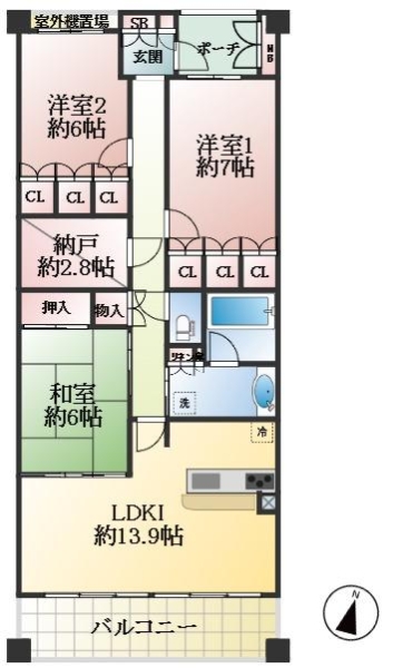 神戸市灘区摩耶海岸通 中古マンション間取画像