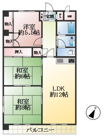 神戸市東灘区住吉台 中古マンション間取画像