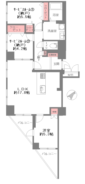 メゾン新御影|(神戸市東灘区御影石町)の中古マンション間取画像