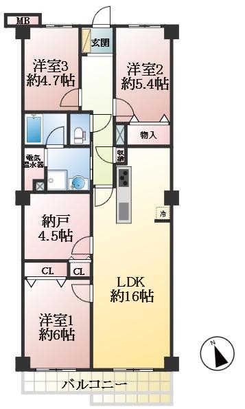 西宮市古川町 中古マンション間取画像