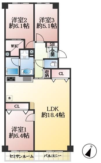 神戸市中央区港島中町 中古マンション間取画像